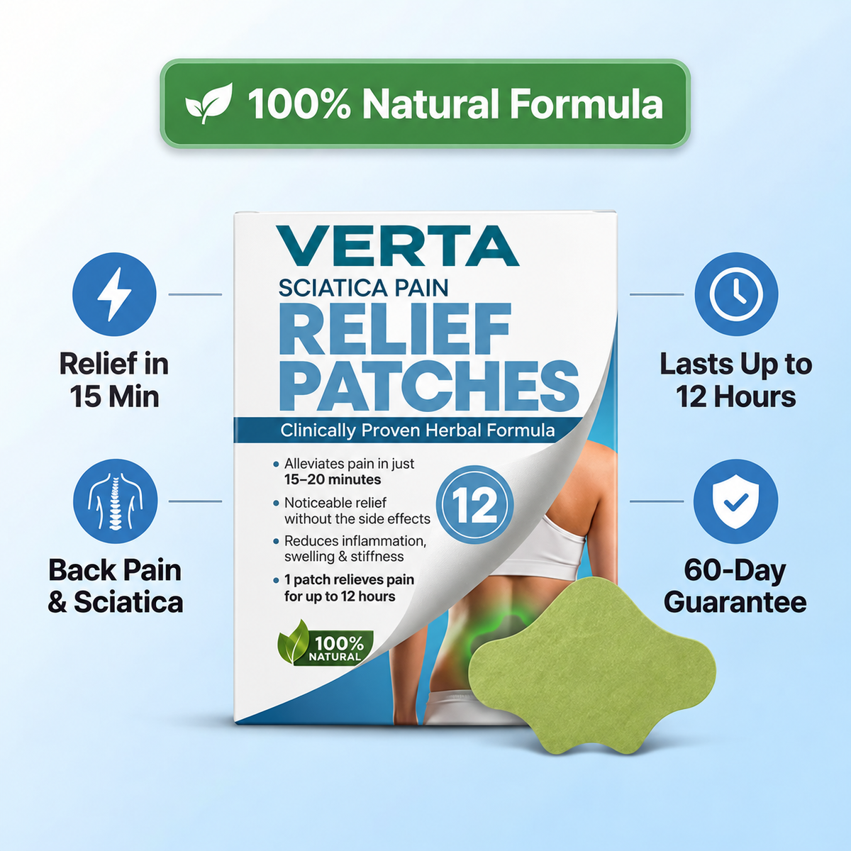 12x Back Pain Relief Patches